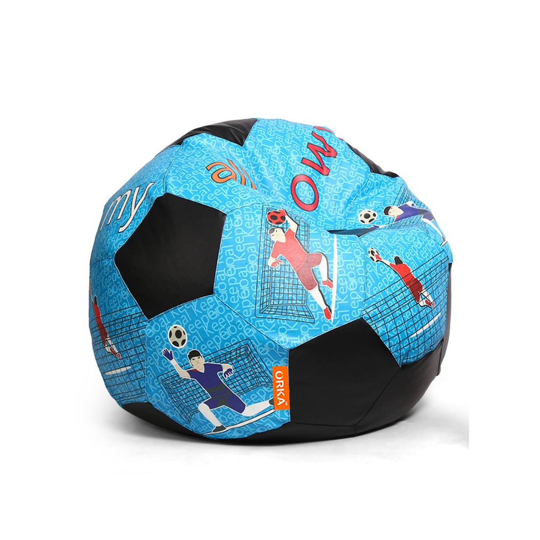 Orka Digital Printed Kids Foorball With Mathching Footstool Filled Bean Bag With Beans (FB42 Multicolor)